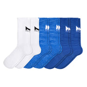 Pinnacle Dry Comfort Crew Sock 6-Pack Socks MISSION M (US 6-8) Cobalt Blue Mix