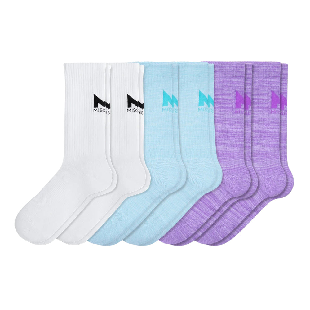 Pinnacle Dry Comfort Crew Sock 6-Pack Socks MISSION M (US 6-8) Pastel Mix