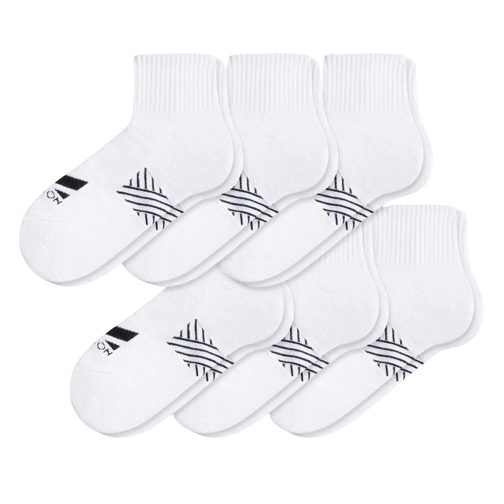 Pinnacle Dry Comfort Quarter Sock 6-Pack Socks MISSION M (US 6-8) White